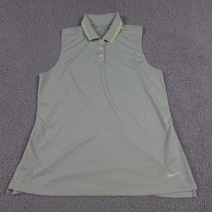 NIKE Dri Fit Collar Tank Top Womens Large Mint Green Golf Tennis Run Training